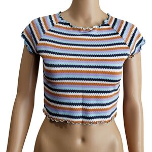 L SPACE Women's Wildflower Short Sleeve Cropped Rash Guard Top Large NWT!